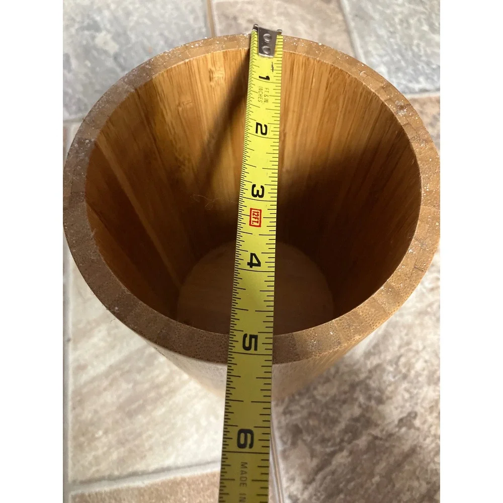HomeTrends Bamboo Utensil Tool Holder Natural Wood Kitchen Crock 22106 7 Inch
